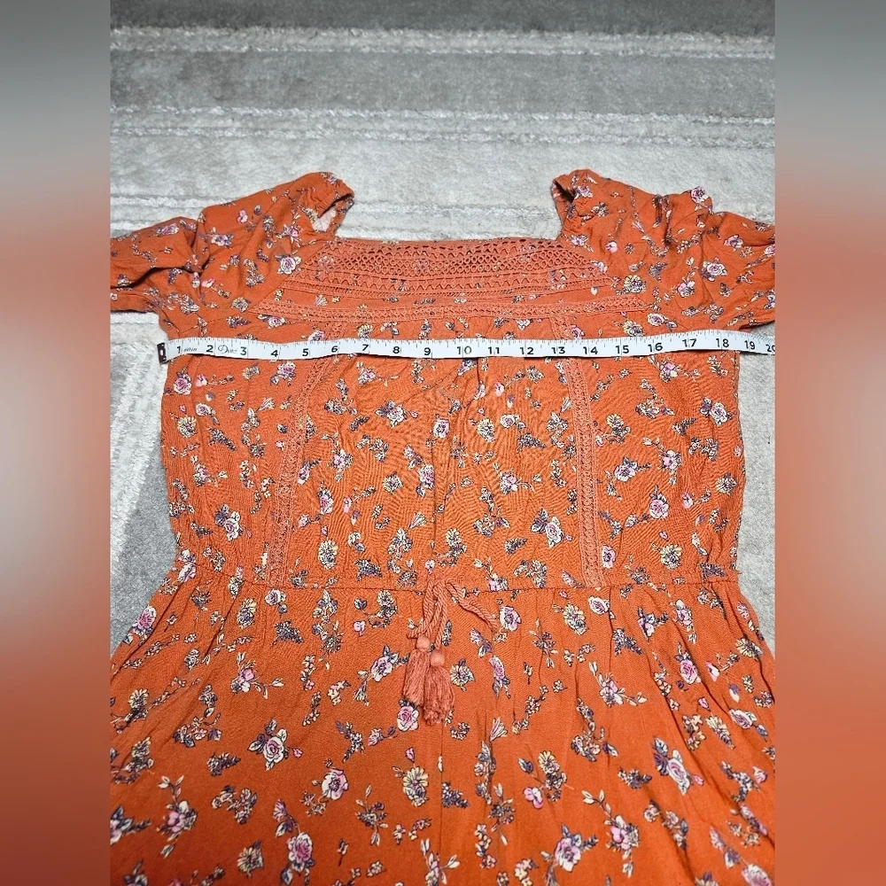 art class Orange Floral Long-Sleeve Romper